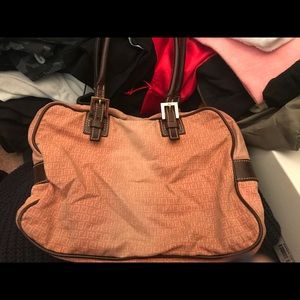 Authentic Fendi faded red denim bag